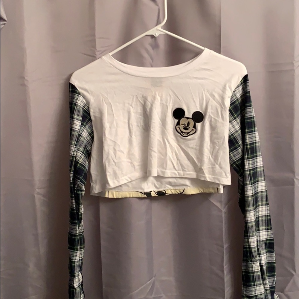 Authentic Disney wear flannel long sleeve crop tee
